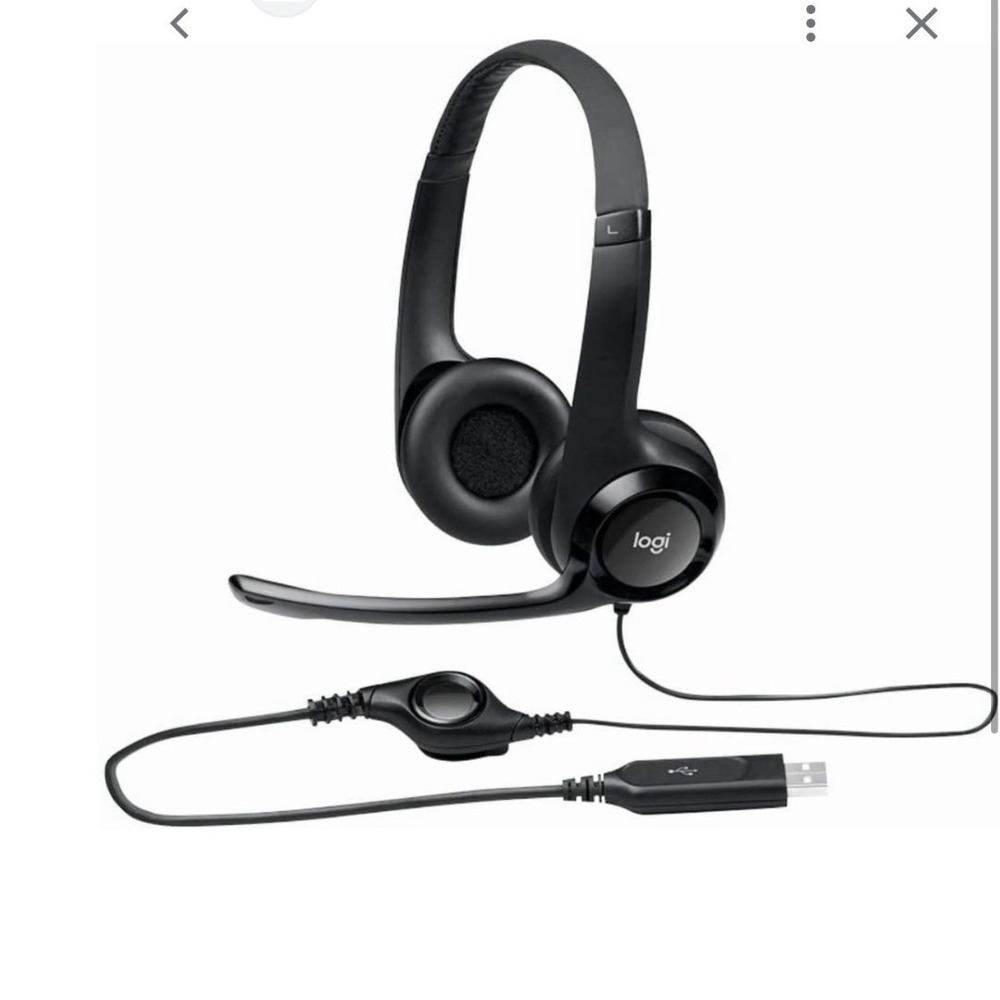 Logitech H390 USB Wired Computer Headset Noise Canceling Mic Black 981-000014
